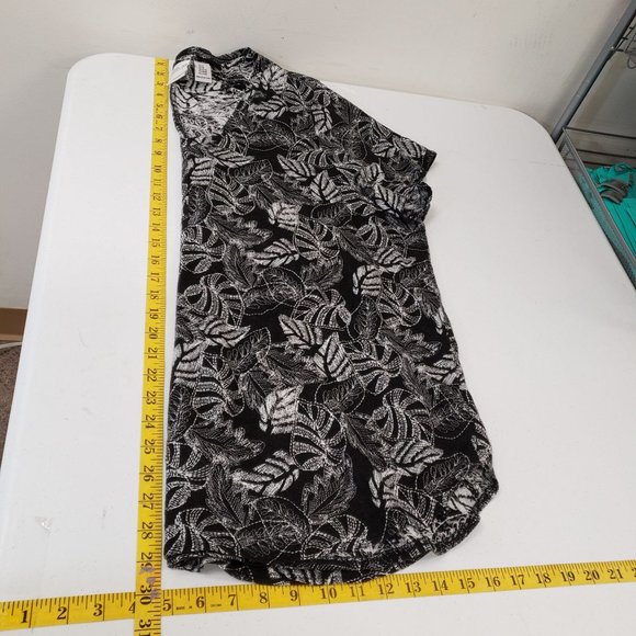 Rachael Zoe Womens Black Leaf Print V Neck 100% Linen Top Size 2X Short Sleeve - Picture 6 of 7